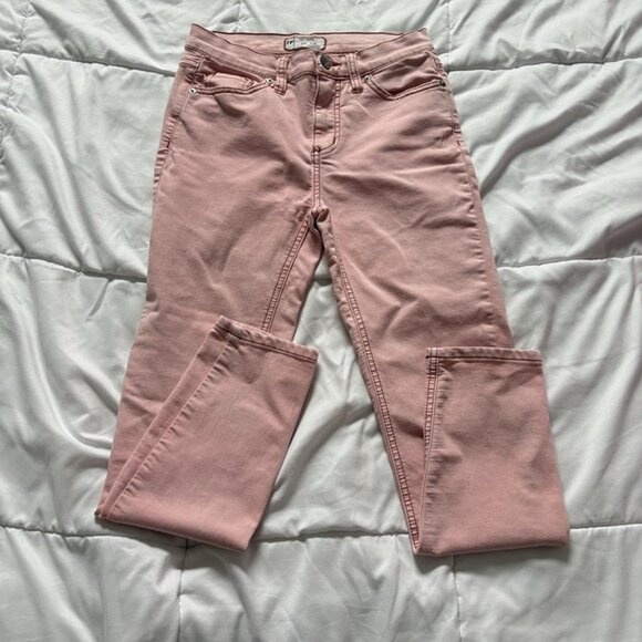 Free People Jeans Womens Size W25 Coral Pink Zip Boho Hippie Hipster Summer - Picture 1 of 9